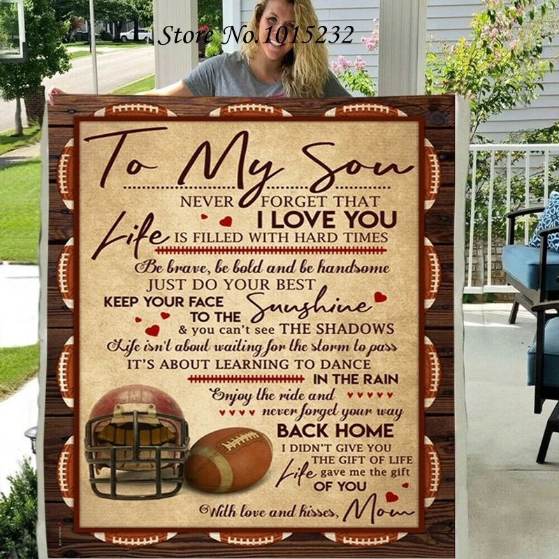 

Letter Blanket To My Son 3D Printed Fleece Blanket for Beds Thick Quilt Fashion Throw Blanket From Love Husband Gift W61