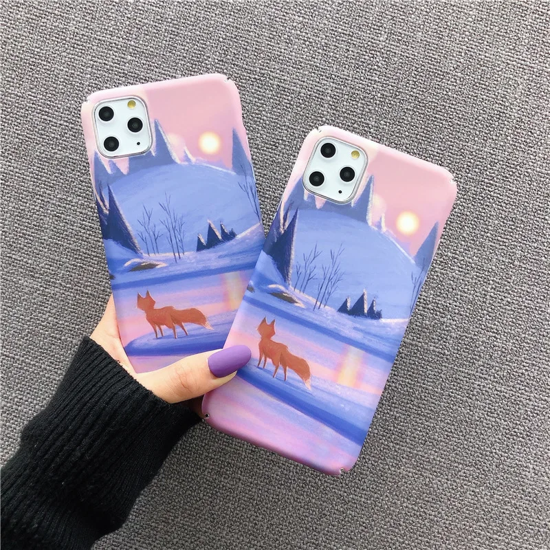 Cute Cartoon Retro fox illustration Phone Case For iPhone 11 Pro Max Xr Xs Xsmax 7 Puls 6 6S 8 Plus Cases Hard Matte Cover |