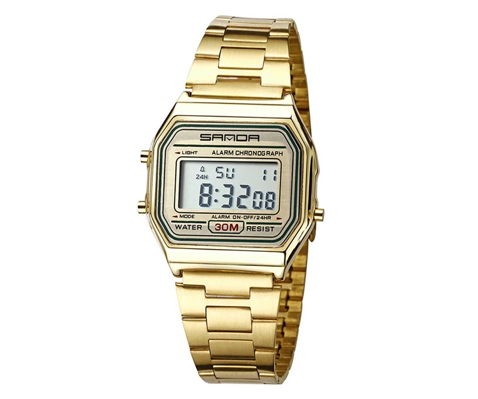 SANDA Rose Gold Sport Watches Women Luxury Golden LED Electronic Digital Watch Waterproof Ladies Clock Female Reloj Mujer