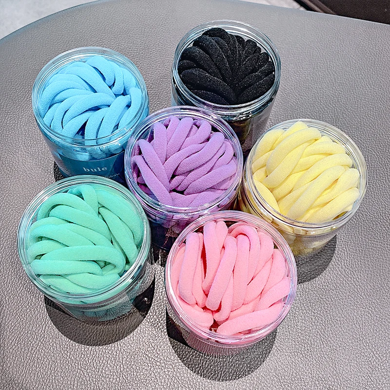 50PCS/Set Box Packed Women Girl Candy Colors 3.5cm Nylon Rubber Bands Ponytail Holder Scrunchie Tie Gum Fashion Hair Accessories gold hair clips