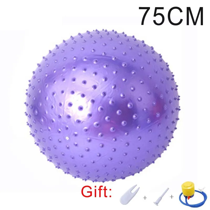 Purple 75cm Мячи для занятий йогой 75 см, 85 см, фитнес, тренажерный зал, фитбол для баланса, Пилатес, тренировки, колючий Массажный мяч с бесплатным воздушным насосом - Цвет: Purple 75cm