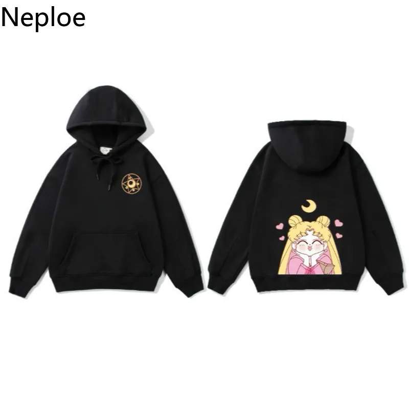 Neploe Сейлор Мун Инс толстовка женская японская Harajuku Новое плотное пальто с капюшоном свободные зимние женские толстовки с принтом Толстовка 80201