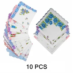 Lenço feminino de algodão floral bordado, lenço de bolso para mulheres, cores aleatórias