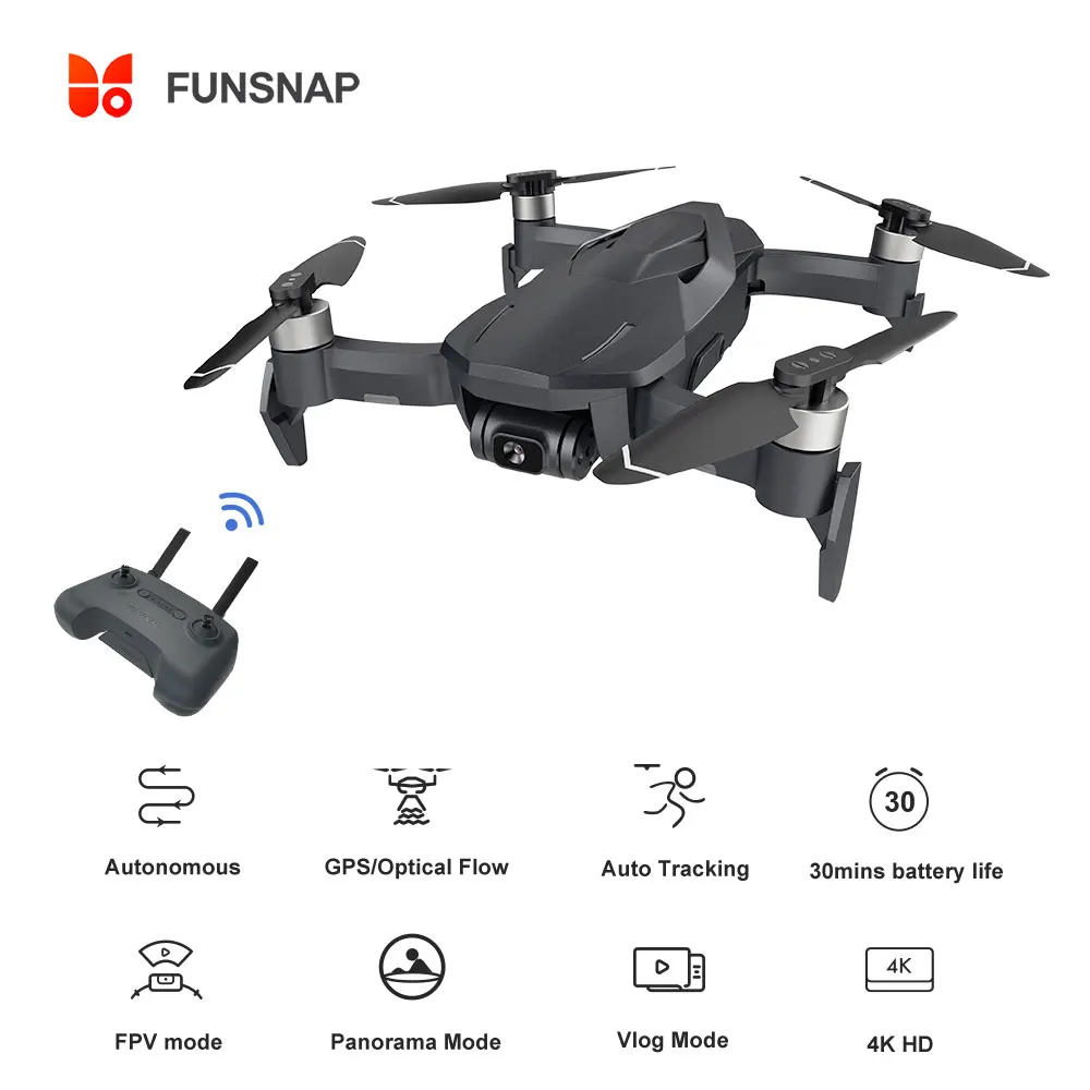FUNSNAP DIVA Drone 4K HD Camera 5G Wifi GPS Profissional RC Foldable Mini  Helicopter with Gimbal Global FPV RC Quadcopter Drone