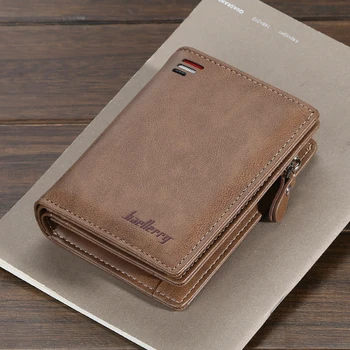 

New Men's Wallet small short zipper purse with coin pocket Brand soft Pu leather man card holder designer male money bag