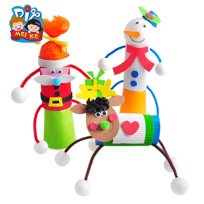 Рождественская забавная бумажная трубка Санта Клаус Снеговик олень детский сад материал ручной работы материалы для художественного