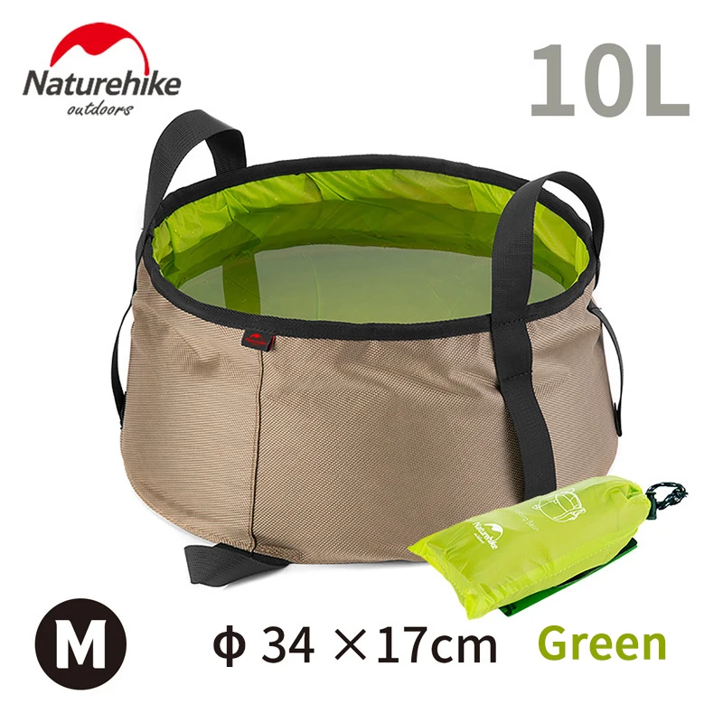 Портативное складное ведро для воды Naturehike, для кемпинга, умывальника, большая емкость, многофункциональное ведро для воды, для кемпинга, пикника - Цвет: M 10L-Green
