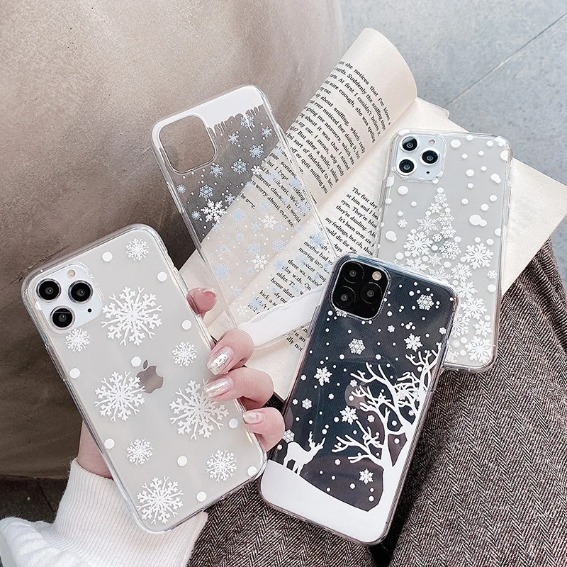 Чехол с рождественской елкой снежинками для iPhone 11 Pro Max X XS чехол для Max XR Snowing Мягкий силиконовый чехол для iPhone 6 6S 7 8 Plus Coque