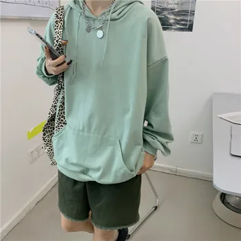 

Women Causal Pullover Sweatshirt Korean Clothes Long Sleeve Hooded Hoodies Autumn New Medium-long Hoody Coat Cotton Polyester