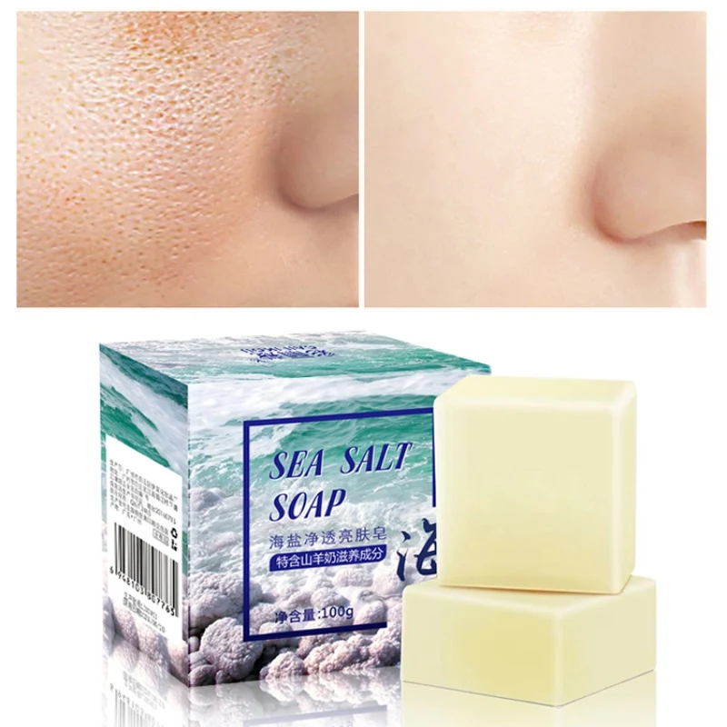 

Sea Salt Soap Anti-mite Oil-control Firming Skin Cleaning Skin Facial Cleansing Handmade Soap 100g