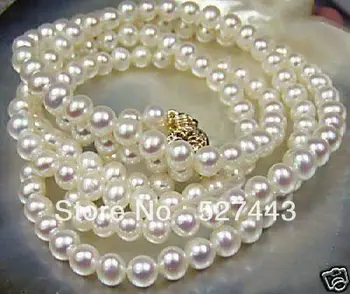 

Wholesale fast Beautiful!7-8mm White Akoya Cultured Pearl Necklace 25" AAA