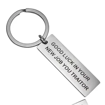 

12PC Coworker Leaving Keychain Gifts Good Luck In Your New Job You Traitor Keyring Stainless Steel Charm Key Ring Farewell Gifts