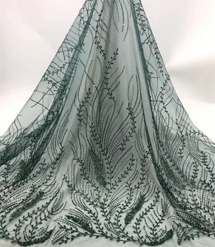 

NI.AI African Beaded Lace Fabric 2020 High Quality Lace With Sequins French Nigerian Lace Fabrics For Wedding Dress Sewing