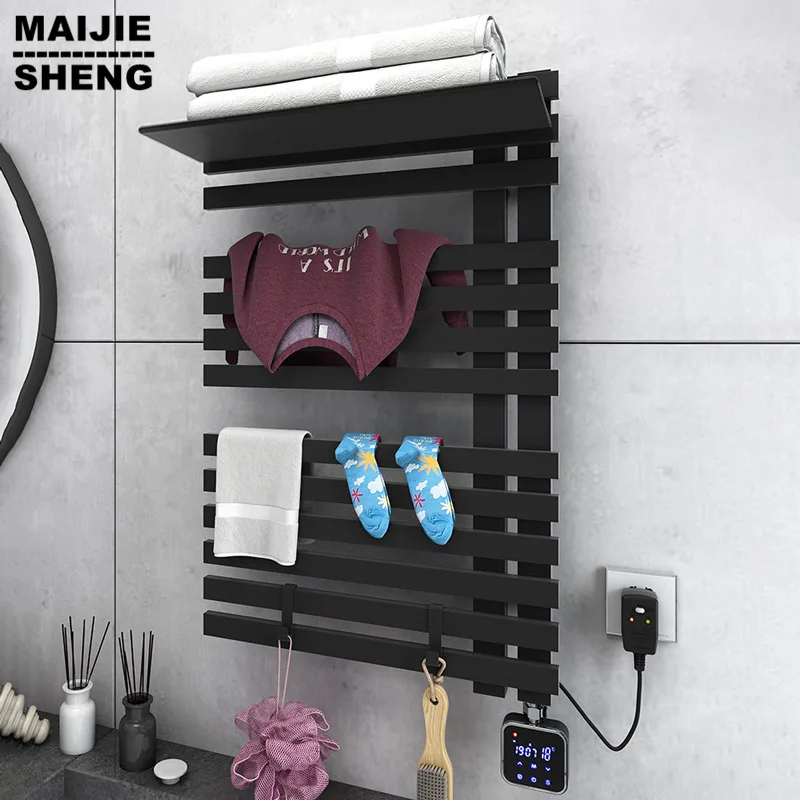 Wall Mounted Electric Towel Warmer Dryer with Timer Display， Plug-in/Hardwired,  Heating Bath Towel Warmly and Dry - AliExpress