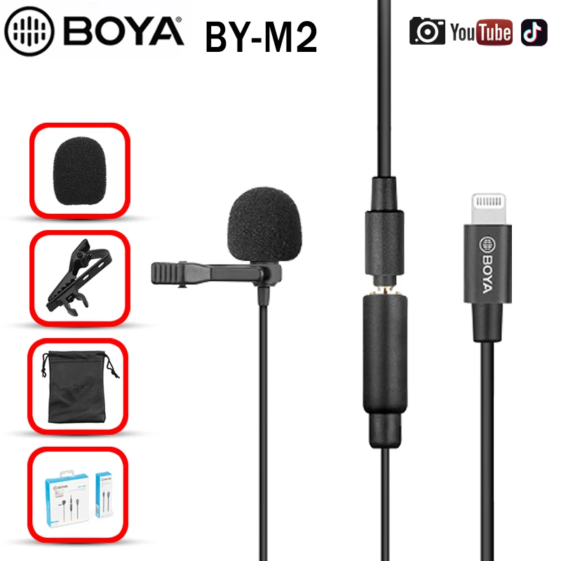 Мини конденсаторный микрофон BOYA с отворотом и зажимом профессиональный аудио