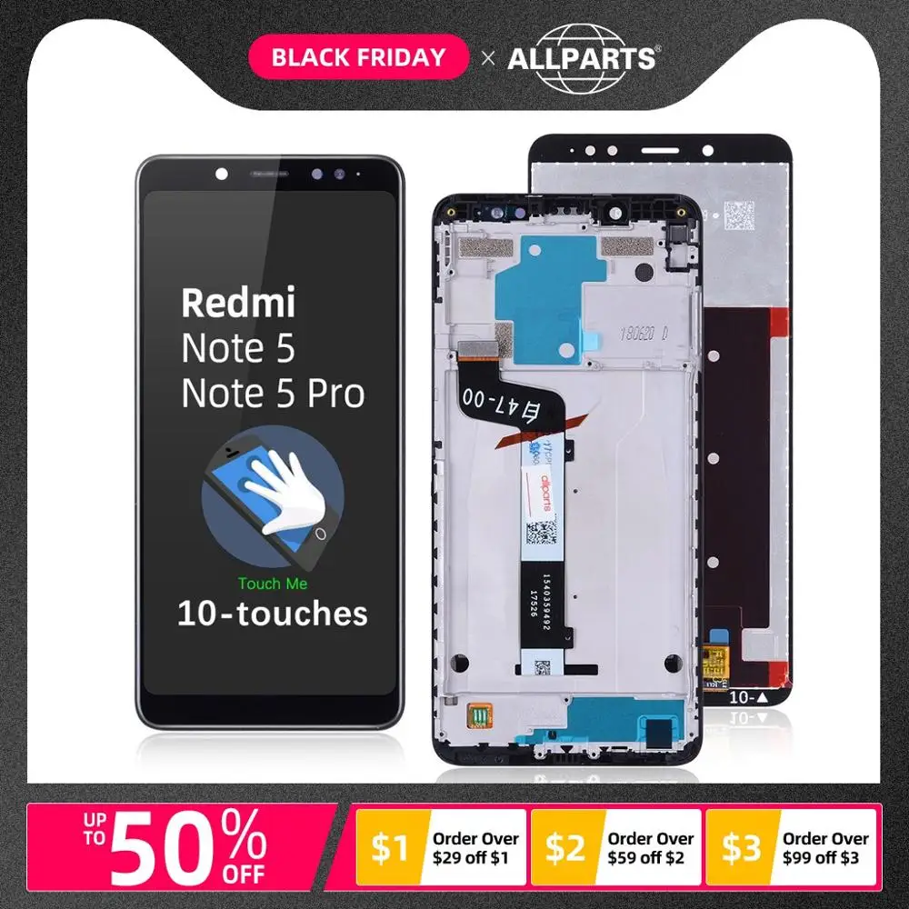Дисплей для Xiaomi Redmi Note 5 Pro Prime LCD в сборе с тачскрином Oригинал 5.99'' черный белый
