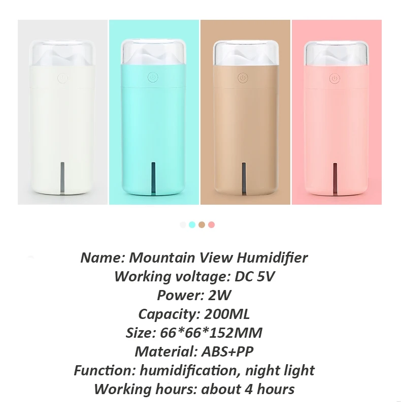 DEKAXI 200ML Mini USB Humidifier Fogger Ultrasonic Aroma Mist Maker Car Home Office Diffuser LED Light Air Purifier Humidifier