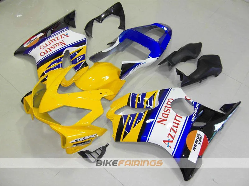 Литьевая Форма ABS Обтекатели комплект Подходит для HONDA CBR 600 F4i FS 01 02 03 CBR600 2001 2002 2003 тела набор желтый синий