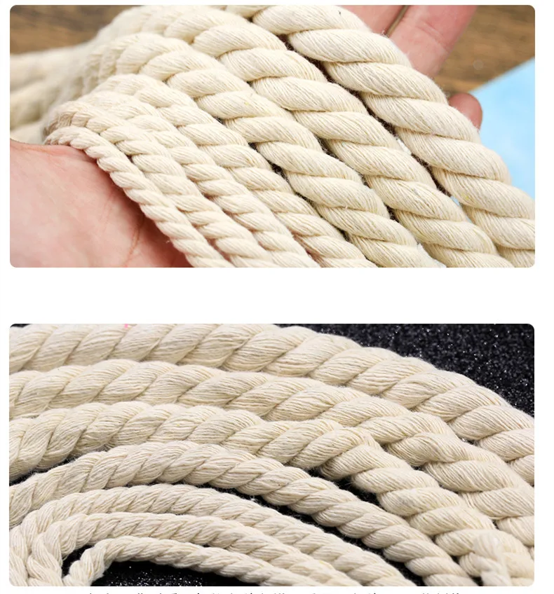 Шнур макраме из 100% хлопка трехслойная веревка ручной работы вязаная