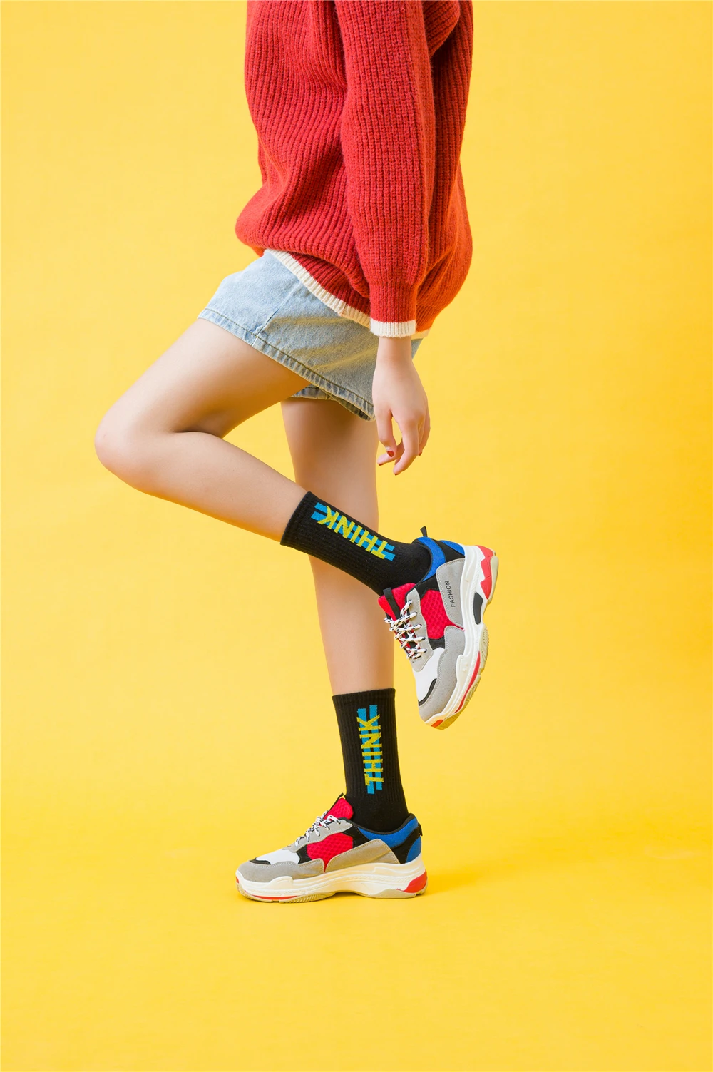 Women's Funny Words Loved Think Drink Sleep Play Lettered Striped Art Socks Couples Skateboard Hipster Street Dance Harajuku Sox