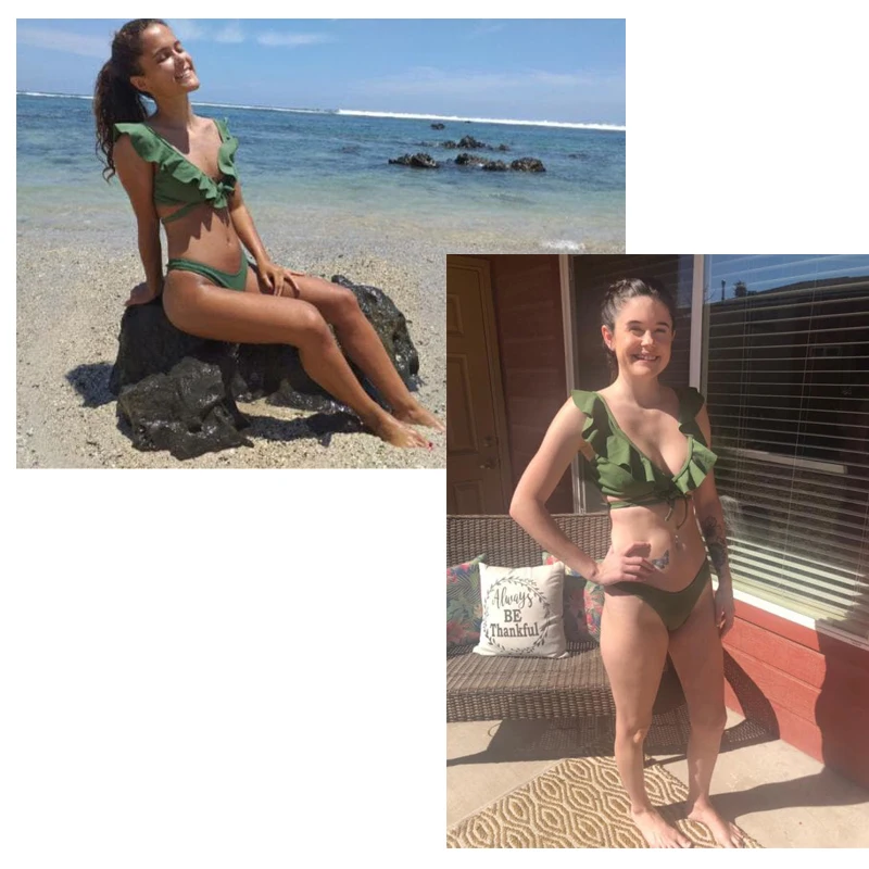 2020 Swimwear Women Bikini Summer Sequins Women Bikini Set Ruffled Padded Swimwear High Waist Bathing Swimsuit Beachwear