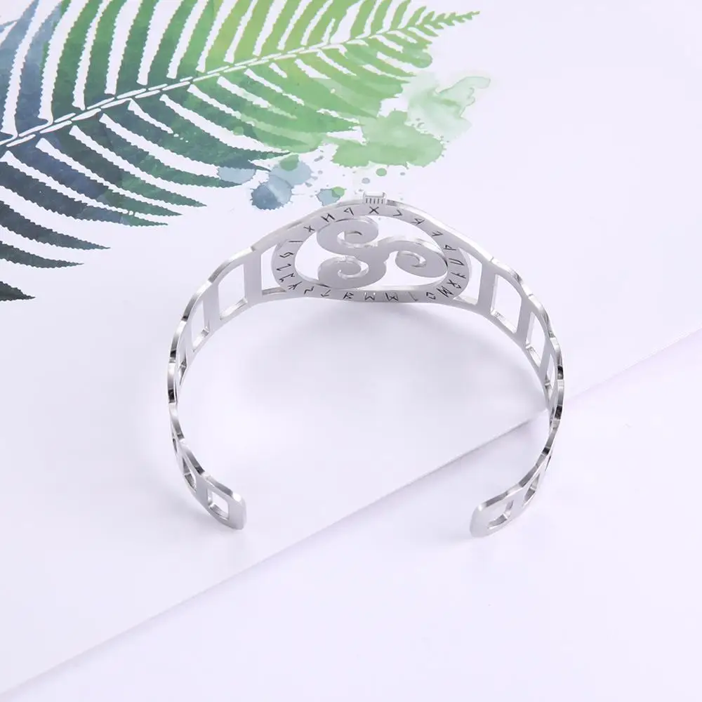 My shape Браслет-манжета Triskelion Viking винтажный Готический Ирландский Узел женские часы браслет из нержавеющей стали руны римские цифры подарок