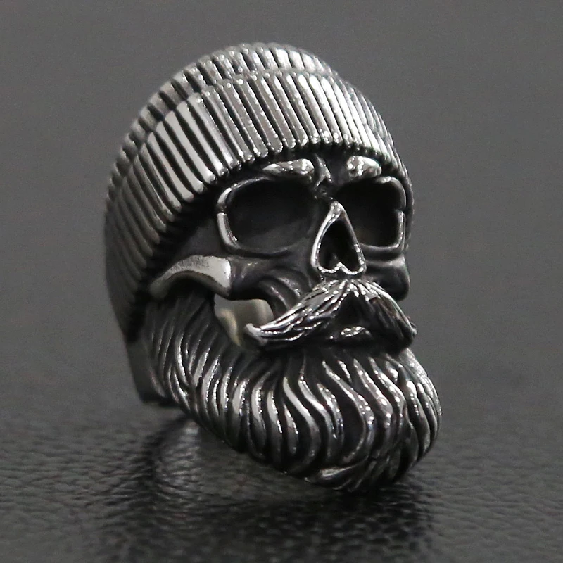 Skull Rings Gothic Biker Punk Antique Surgical Stainless Steel Mens Ring Beer Bottle Opener for Men Boy Father Dad Son Boyfriend Husband Hip Hop Gifts Jewelry Birthday Christmas Size 9 