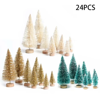 

Small Ornament tree Pine Tree Decor Multi colored 24pcs Mini Christmas