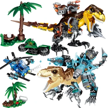 347 sztuk jurajski Dino World tyranozaur Triceratops zestawy do budowania Bolcks cegły dinozaury Park figurki Raptor zabawki prezenty dla dzieci tanie i dobre opinie 7-12y 12 + y 18 + CN (pochodzenie) Kompatybilny z lego jurajski świat Unisex Mały klocek do budowania (kompatybilny z Lego)