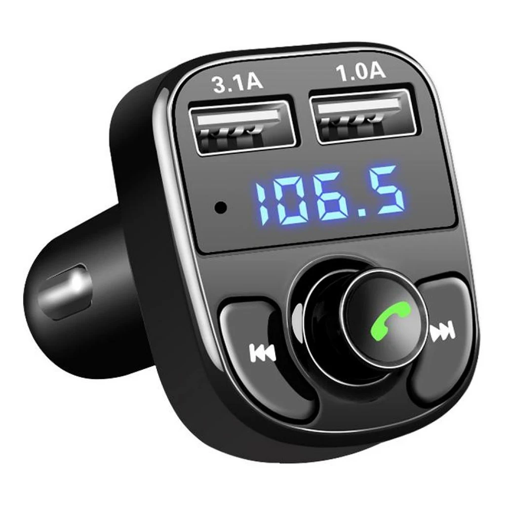 Bluetooth fm-передатчик для автомобиля с двумя 3.1A usb зарядными портами Hands-Free Автомобильное зарядное устройство радио приемник MP3 плеер - Название цвета: Black