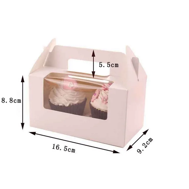 Крафт-бумаги из бумаги для кексов коробка для торта с полностью из ПВХ окна сувенир для свадебной вечеринки коробка упаковка для тортов 100 шт./лот - Цвет: Белый