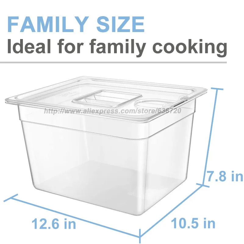 Sous Vide Container with Lid-12qt, Fits Most Sous Vide Cookers - Stainless Steel ANTI-FLOAT RACK 3