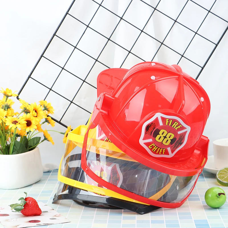 Kids Fireman Helmet Firefighter Hats Fancy Dress Accessories Kids Cosplay Party Role Play Toys 3 Colors