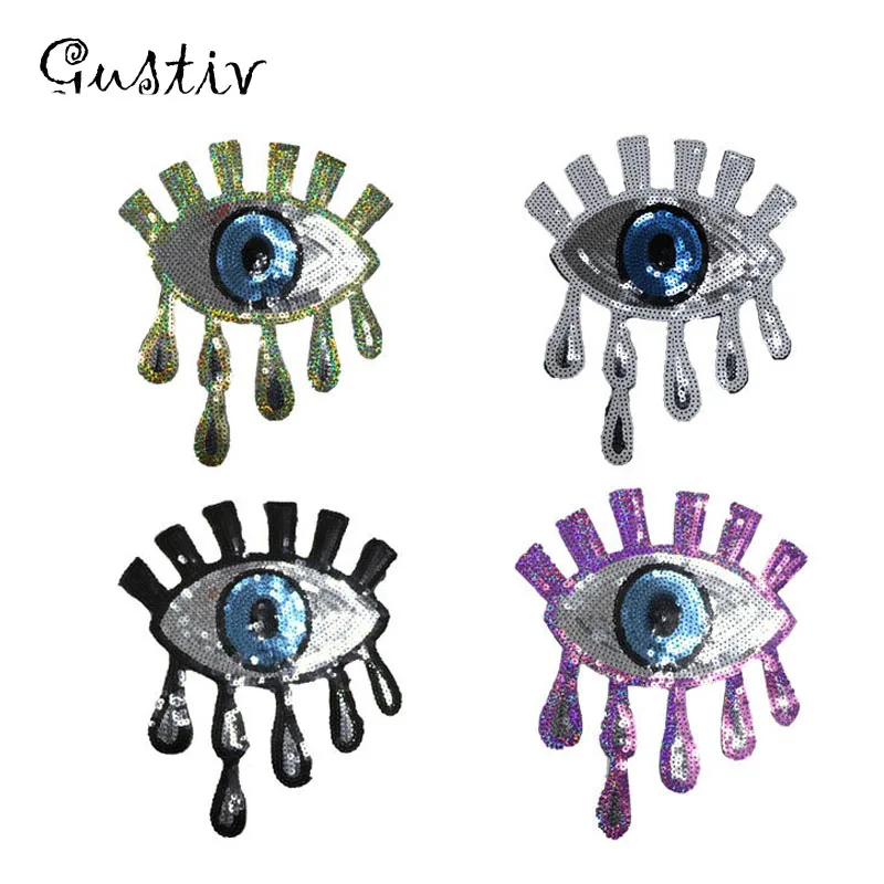Sequins Embroidered Black Blue Eye Patch Clothes Stickers Bag Sew Iron On Applique DIY Apparel Sewing Clothing | Дом и сад