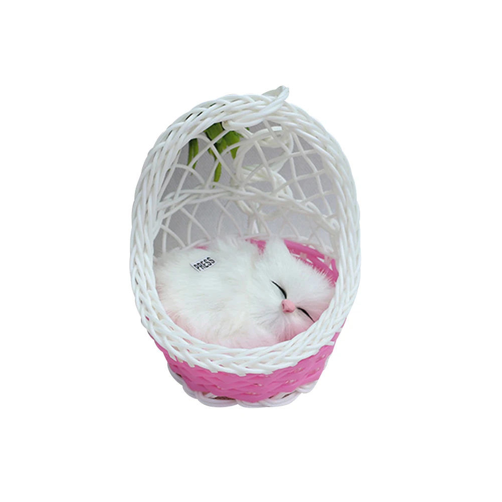 Моделирование милые кошки котенок звук плюшевая кукла игрушка подвесная корзина украшение дома
