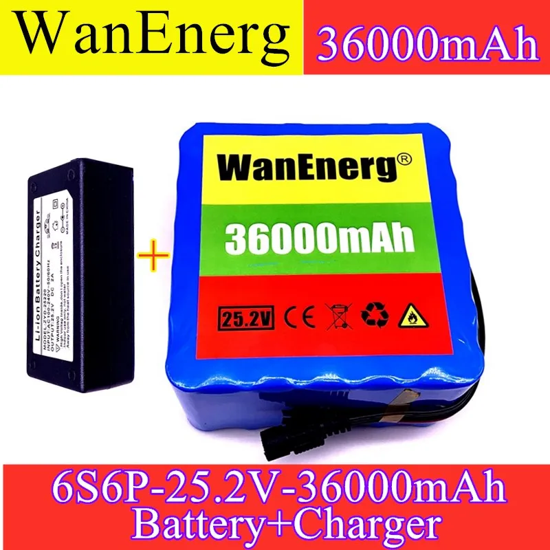 

6S6P 24V 36Ah 25.2V lithium battery pack batteries for electric motor bicycle ebike scooter wheelchair cropper with BMS+ charger
