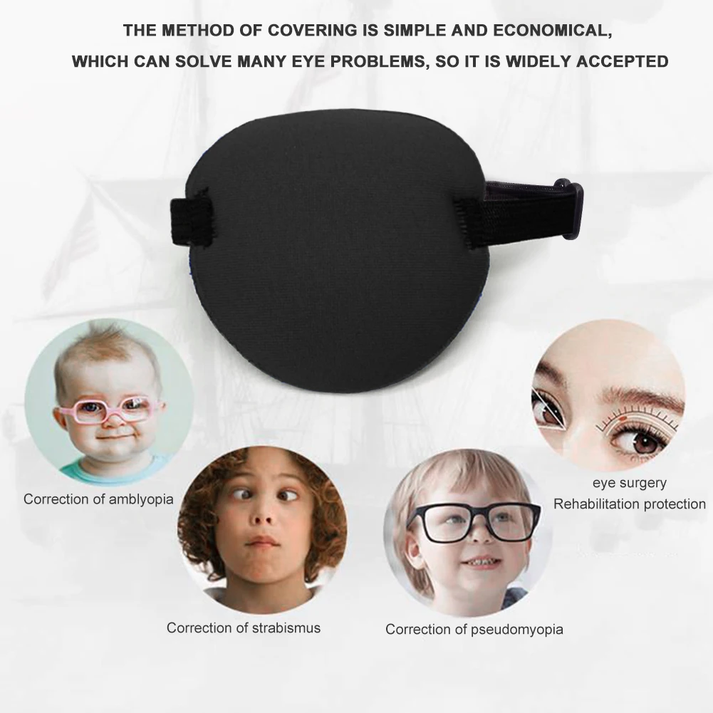 Eye Mask Eye Patch Amblyopia Eye Mask Adult Kids Strabismus Eye Training Single Patch Cover Adjustable Eyeshade Filled Strabismus Eyes Training