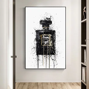 Toile d'Art Abstrait Moderne avec Bouteille de sexuellement Noire, Affiches et Imprimés de Coutumes, Image Murale pour Salon, Décoration de Maison