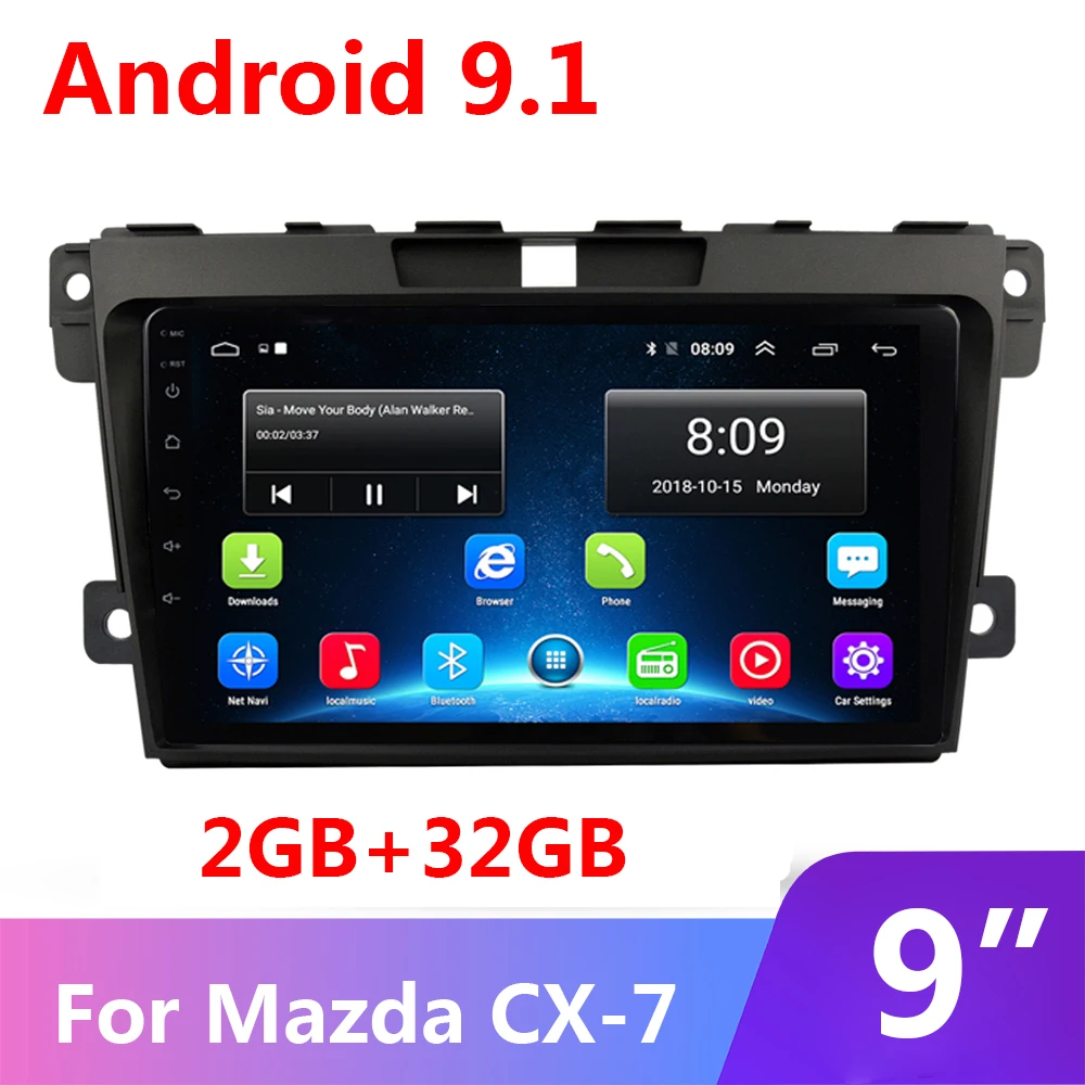 

9 inch 2G+32G 2 din Android 9.1 Car Radio Multimedia Video Player Navigation GPS For Mazda Cx-7 cx7 cx 7 2008-2015 NO DVD WIFI