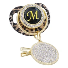 chupetero silicona chupetes de lujo chupeteros chupetes para bebes Chupete dorado con estampado de leopardo para bebé, Chupete con Clip, cadena de silicona para pezón infantil, Chupete dorado para recién nacido