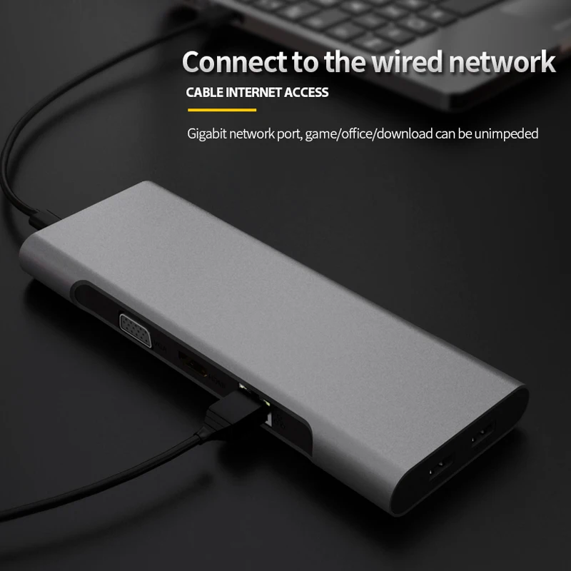 ACASIS 12 в 1 концентратор 4K usb тип-c к USB 3,0 TF HDMI VGA RJ45 Мини DP док-станция для ноутбука док-станция для MacBook Air/MacB