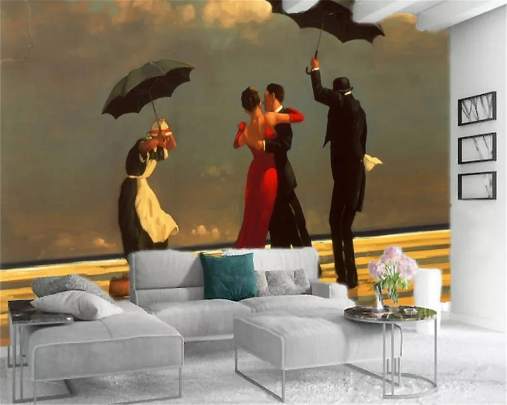 Classic 3d Wallpaper Romantic Couple Dancing In The Rain Custom Romantic Love Silk Wallpaper Wallpapers Aliexpress