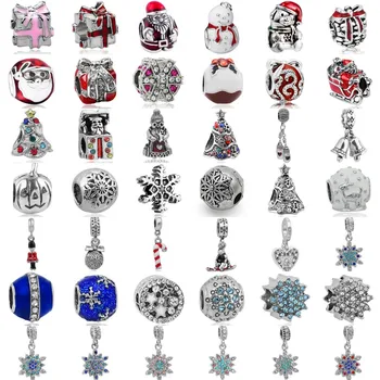 

Winter Dropshipping 1pc European Silver Christmas Tree Santa Pumpkin Snowflake Clip Bead Fit Pandora Charm Bracelet