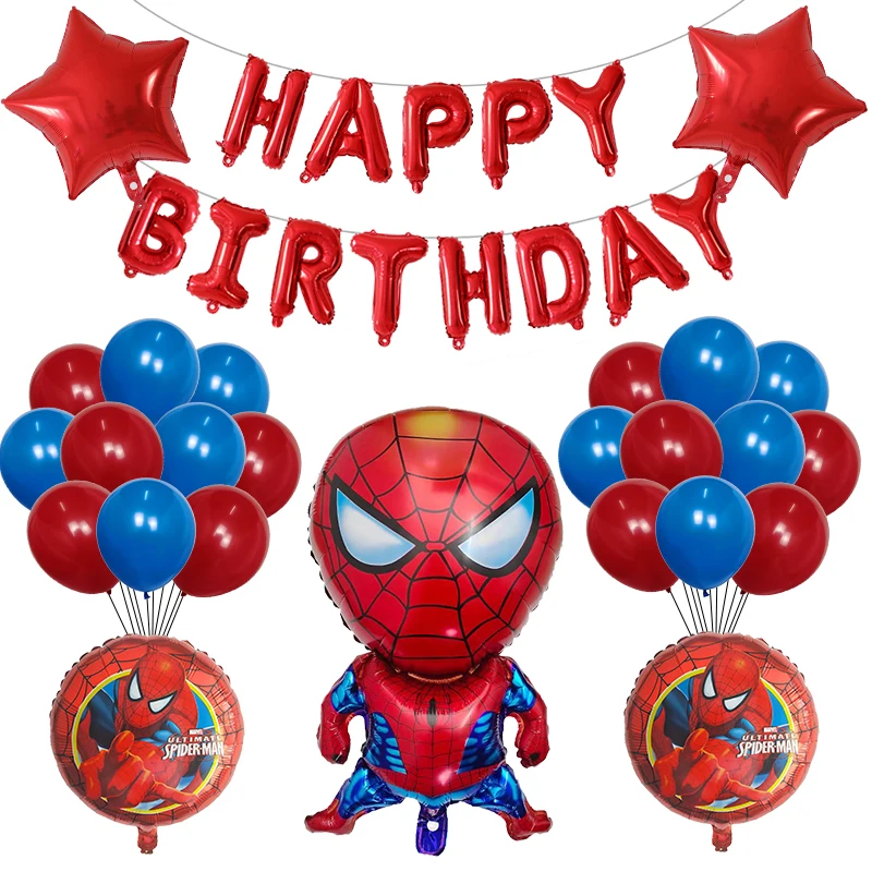 1 комплект воздушные шары Человек-паук Бэтмен герой Железный человек воздушный шар с надписью Happy Brthday вечерние шары для детей декоративные игрушки Детские латексные шары
