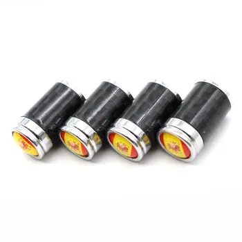 

4 Pcs/Set Copper + Carbon Fiber Spain flag Style Tire Valve Stem Cap Tire Wheel Stem Air Valve Caps for Auto Cars