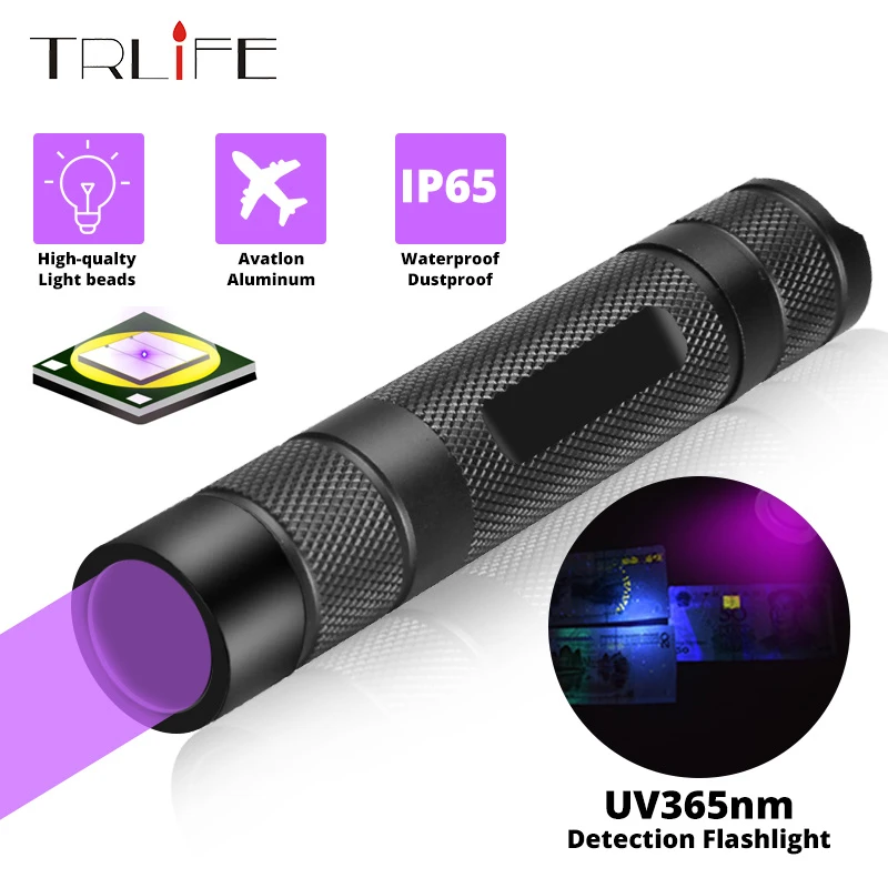 UV Flashlight 365nm Ultra Violets mini Ultraviolet Lanterna IP65 Waterproof Invisible Torch for Pet Stains Use 18650 EDC Light led pocket torch