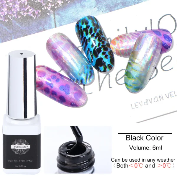 Black 16 мл/бутылка для ногтей клей для переноса фольги наклейка звездное небо папаер Клей DIY nail Art аксессуары ногти Советы клеи инструмент LA1008 - Цвет: Black
