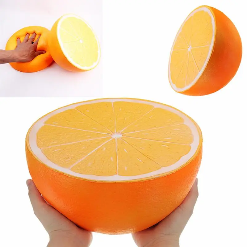 Kuulee 25cm Super Squishy Half Orange Shape Slow Rising Toy Children/Adult Cute Fruit Shape Vent Soft Squeeze Stress Relieve Toy