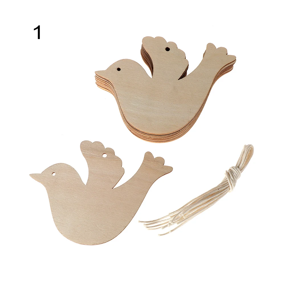 1 10 шт./компл. Merry Christmas натуральное дерево чип Украшения лазерная резка Лось колокол Снеговик поделки своими руками и скрапбукинг украшения с отверстием - Цвет: 1