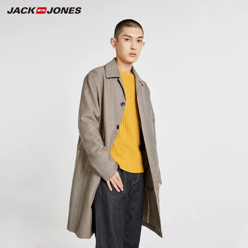 JackJones осеннее мужское Модное Длинное повседневное пальто куртка 218321577 - Цвет: RUM BROWN